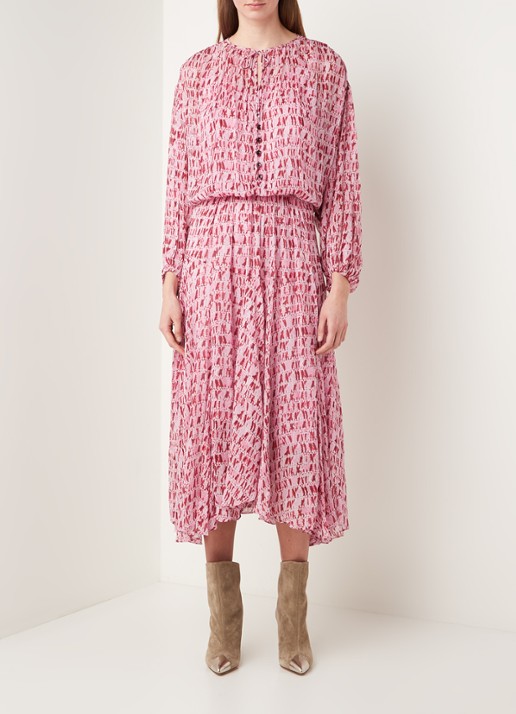 Isabel Marant Saureli semi-transparante tuniekjurk met print - voorkant 2 roze