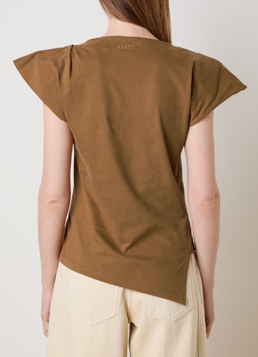 Isabel Marant Sebani top met schoudervulling en asymmetrische zoom - achterkant 5 camel