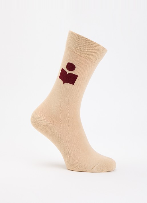 Isabel Marant Siloki sok met logo - voorkant beige