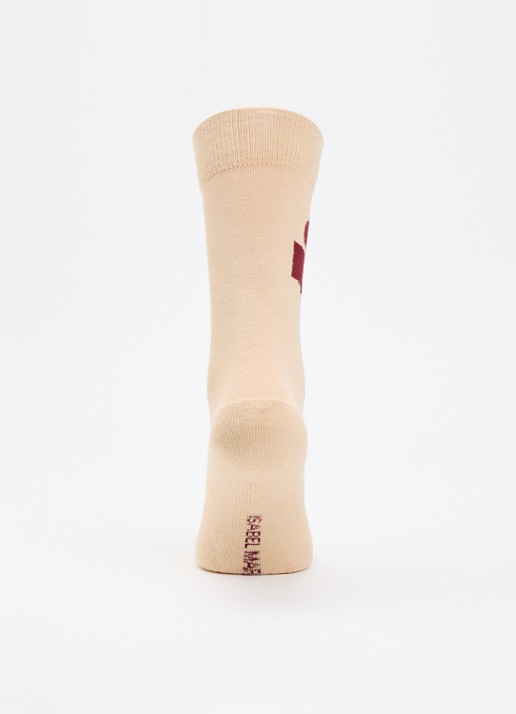 Isabel Marant Siloki sok met logo - voorkant 2 beige
