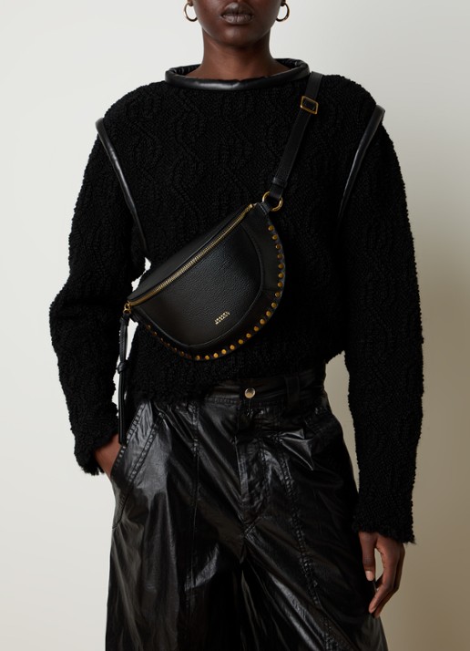 Isabel Marant Skano heuptas van leer met studs - voorkant 3 zwart