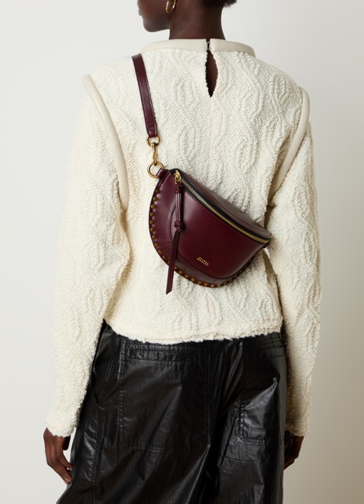 Isabel Marant Skano heuptas van leer met studs - voorkant 6 aubergine