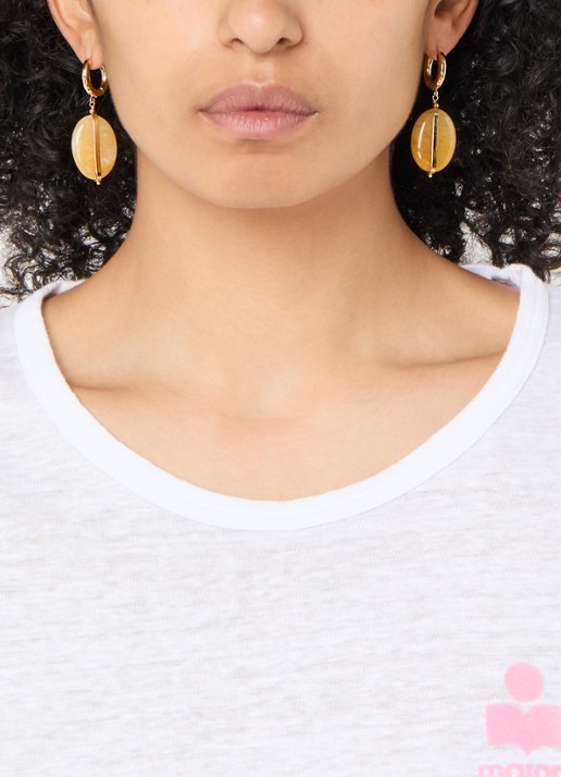 Isabel Marant Stones oorringen met hanger - voorkant 2 geel