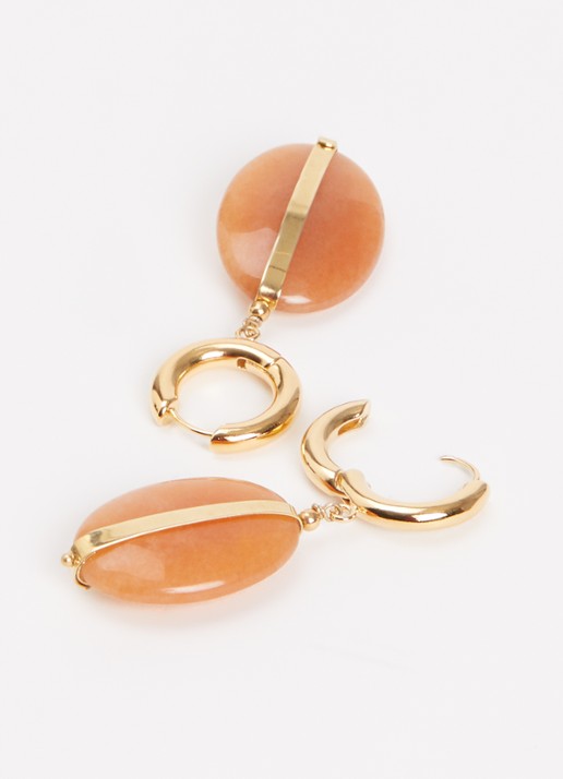 Isabel Marant Stones oorringen met hanger - detail orange