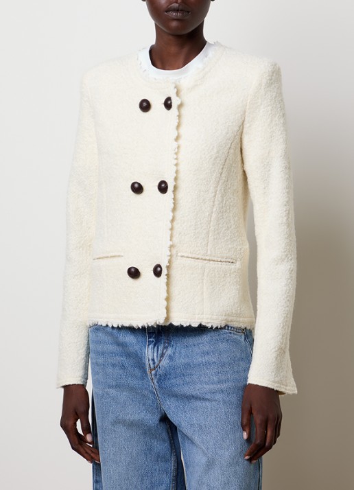 Isabel Marant Suely blazer in alpaca wolblend met paspelzakken - detail 4 gebroken wit
