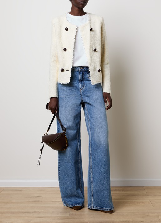 Isabel Marant Suely blazer in alpaca wolblend met paspelzakken - voorkant 2 gebroken wit