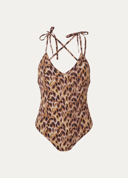 Isabel Marant Swan badpak met print - voorkant 3 bruin
