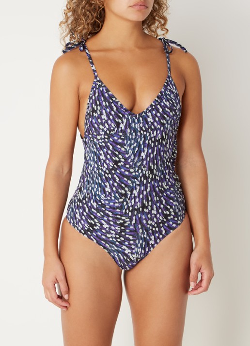 Isabel Marant Swan badpak met print - detail 4 paars