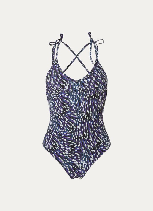 Isabel Marant Swan badpak met print - voorkant paars