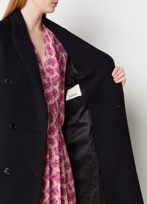 Isabel Marant Theodore mantel in wolblend met steekzakken  - detail 5 zwart