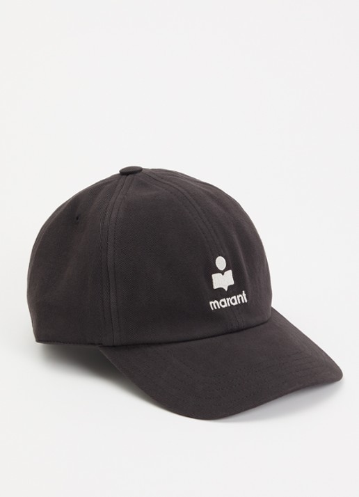 Isabel Marant Tomas pet met logoborduring - voorkant 2 zwart