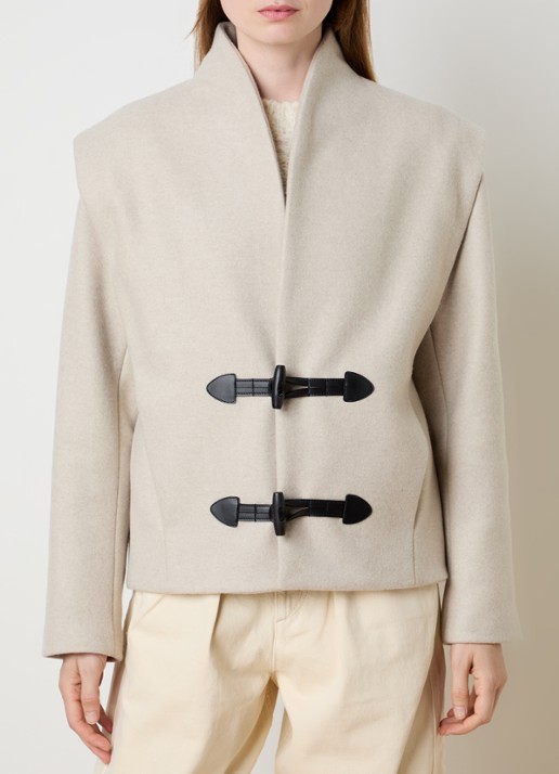 Isabel Marant Toria jack in kasjmierblend met steekzakken - detail zand
