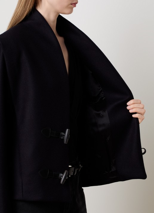 Isabel Marant Toria jack in kasjmierblend met steekzakken - detail 2 donkerblauw