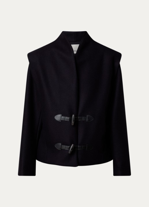 Isabel Marant Toria jack in kasjmierblend met steekzakken - voorkant 4 donkerblauw