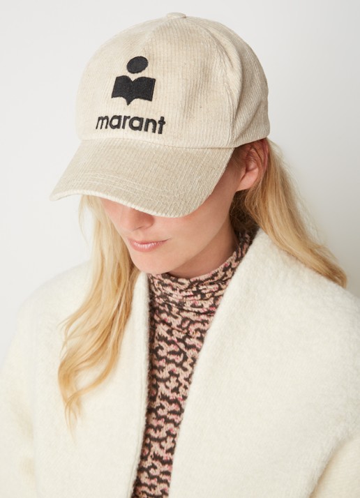 Isabel Marant Tyron pet met logoborduring  - voorkant 2 creme