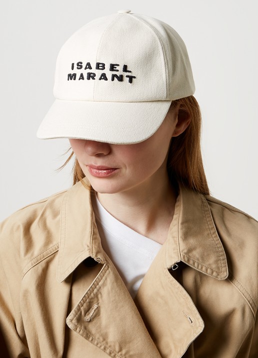 Isabel Marant Tyron pet met logoborduring - voorkant 2 creme