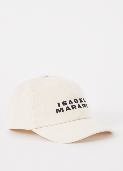 Isabel Marant Tyron pet met logoborduring - voorkant 3 creme