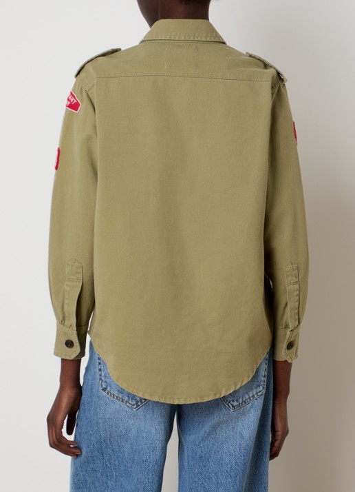Isabel Marant Umberta blouse met klepzakken en borduring - achterkant 5 olijfgroen