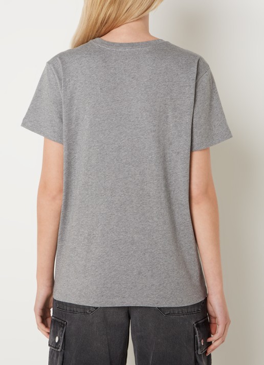 Isabel Marant Vidal T-shirt met logoborduring - achterkant 3 middengrijs