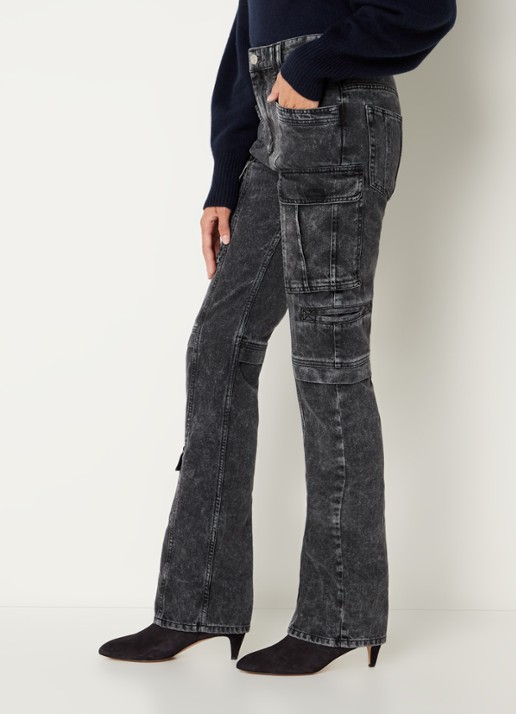 Isabel Marant Vokayo high waist straight fit cargobroek van denim - detail 4 zwart