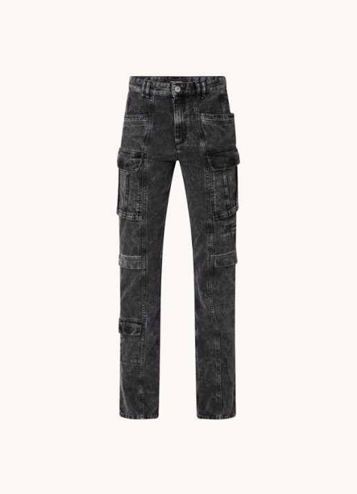 Isabel Marant Vokayo high waist straight fit cargobroek van denim - voorkant zwart