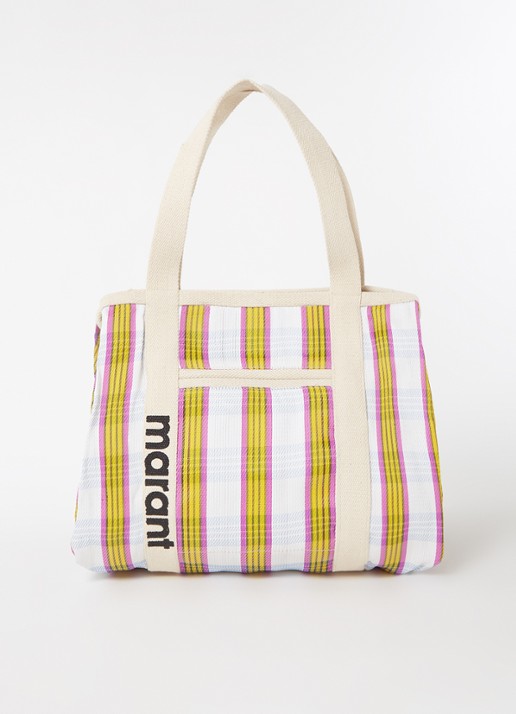 Isabel Marant Warden shopper met ruitdessin - voorkant 5 beige