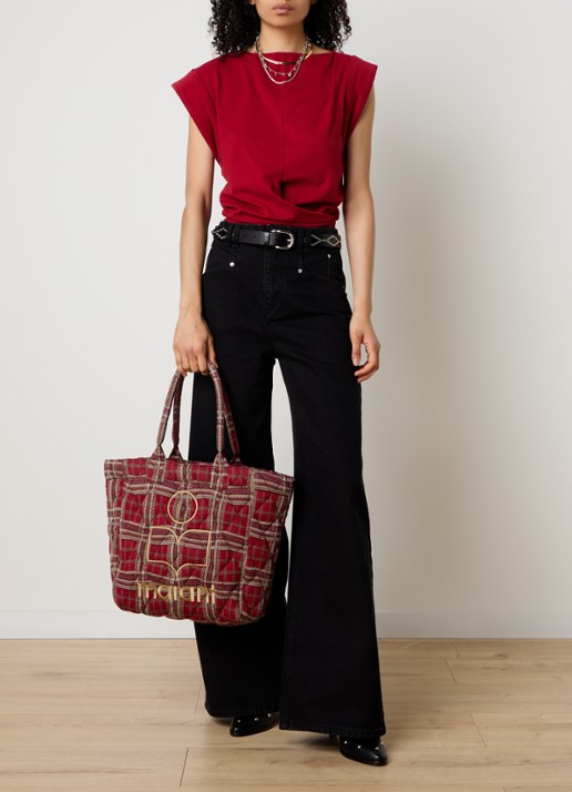 Isabel Marant Wigan shopper met logoborduring en quilt patroon - voorkant 3 rood