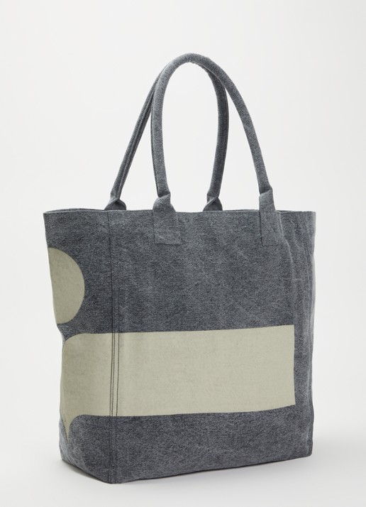 Isabel Marant Yenka shopper van canvas met logo - achterkant donkergrijs