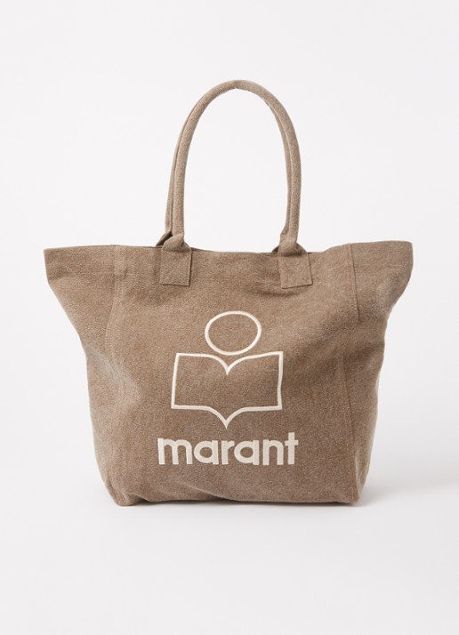 Isabel Marant Yenky shopper met logo - voorkant 4 khaki