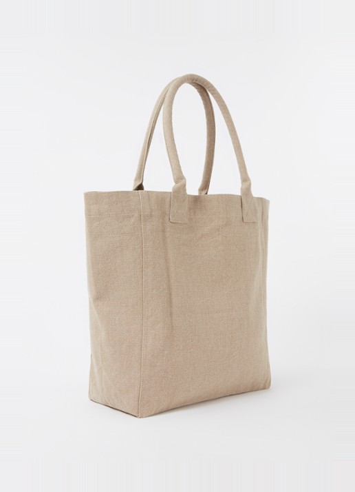 Isabel Marant Yenky shopper van canvas met logoborduring - achterkant 3 beige