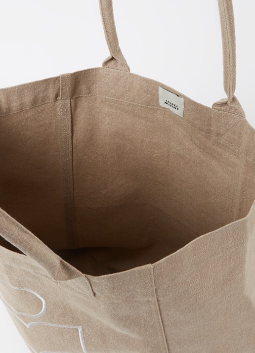 Isabel Marant Yenky shopper van canvas met logoborduring - detail 4 beige