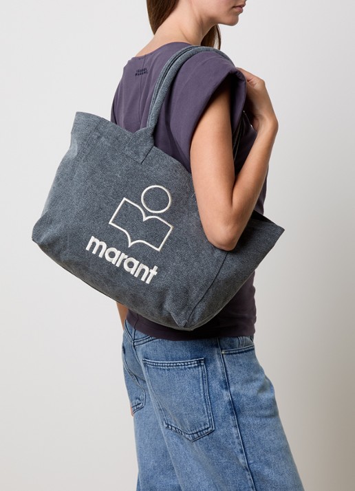 Isabel Marant Yenky shopper van canvas met logoborduring - voorkant 7 antraciet