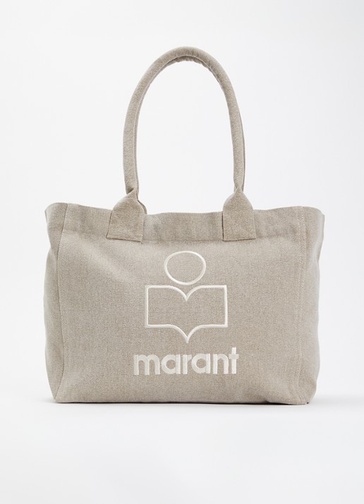 Isabel Marant Yenky shopper van canvas met logoborduring - voorkant 5 beige