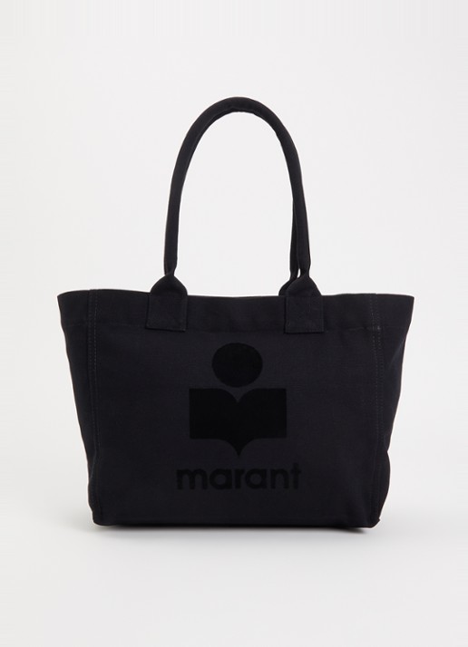 Isabel Marant Yenky shopper van canvas met logoborduring - voorkant 6 zwart