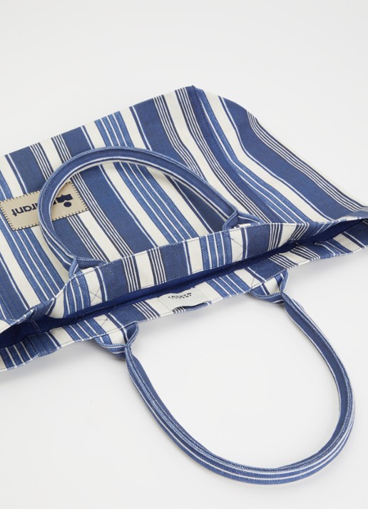 Isabel Marant Yenky small shopper met streepprint en logo - detail 2 indigo