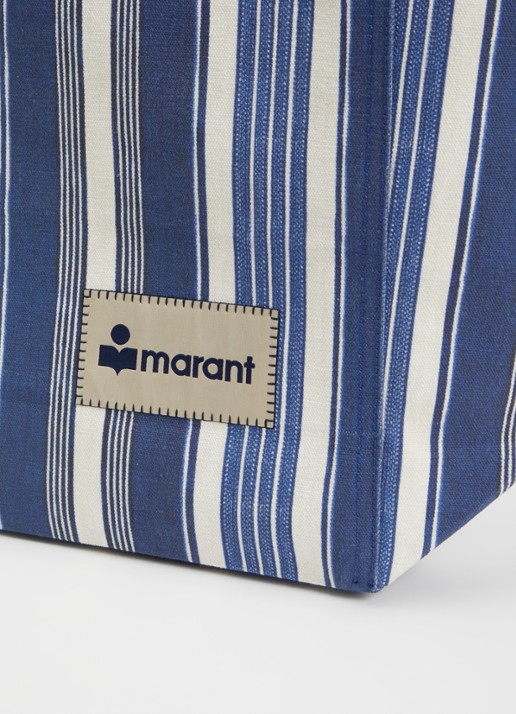 Isabel Marant Yenky small shopper met streepprint en logo - detail 4 indigo