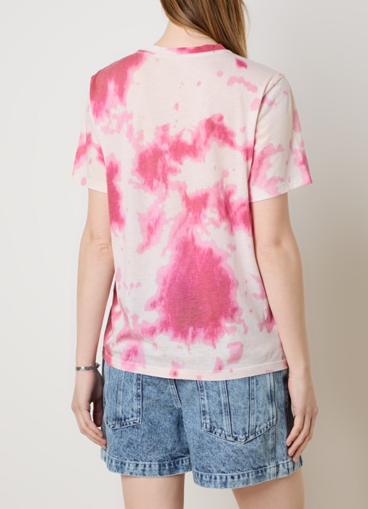 Isabel Marant Zewel T-shirt met logoprint en tie-dye dessin - achterkant roze