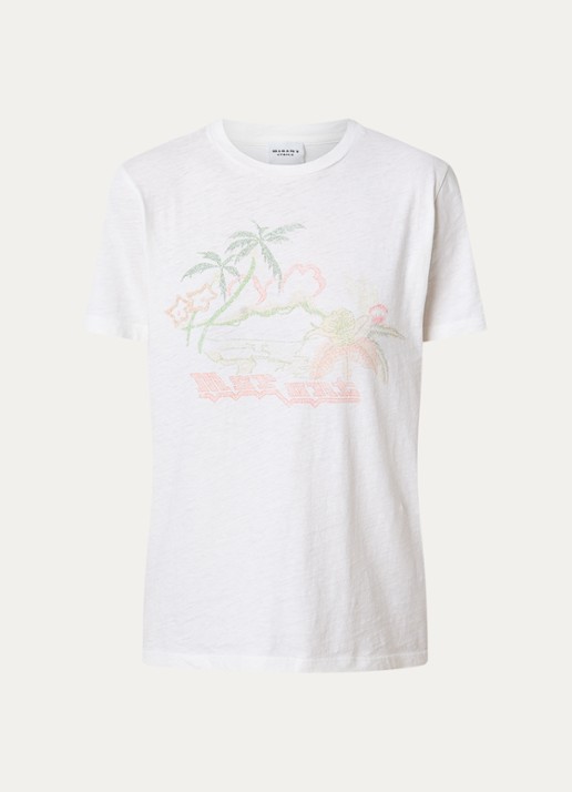 Isabel Marant Zewel T-shirt met print en logo - voorkant 3 ivoor