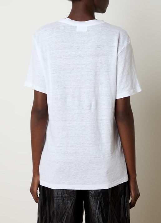 Isabel Marant Zewel T-shirt van linnen met logoprint - achterkant 5 wit