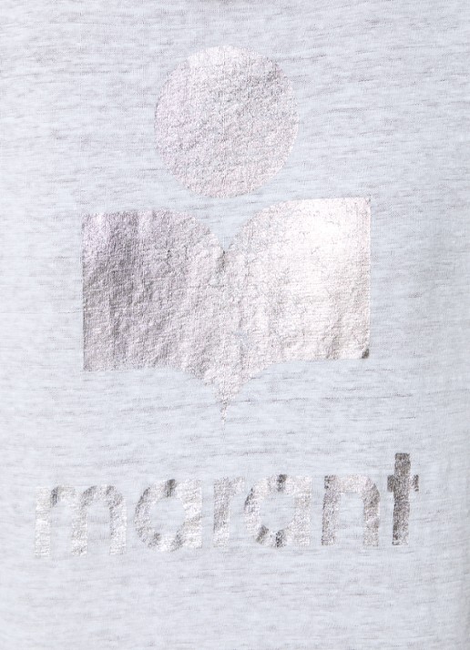 Isabel Marant Zewel T-shirt van linnen met logoprint - detail 4 wit