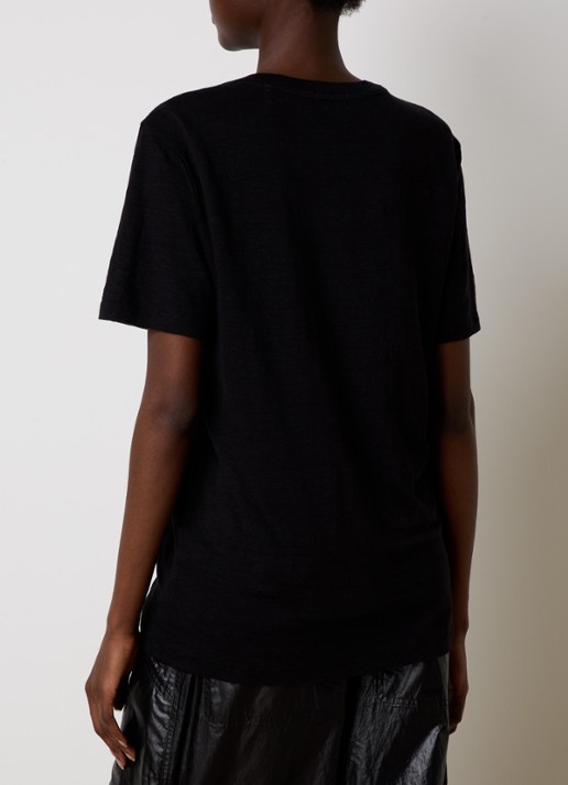 Isabel Marant Zewel T-shirt van linnen met logoprint - achterkant zwart