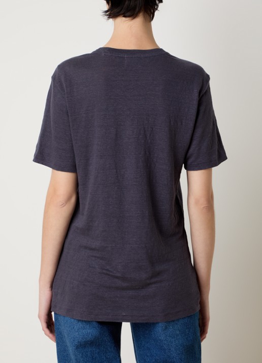 Isabel Marant Zewel T-shirt van linnen met logoprint - achterkant 5 paars