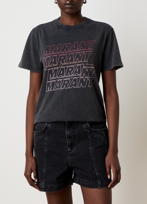 Isabel Marant Zoeline T-shirt met logoprint - detail antraciet
