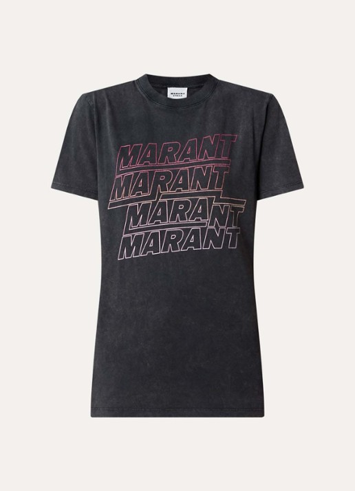 Isabel Marant Zoeline T-shirt met logoprint - voorkant 3 antraciet