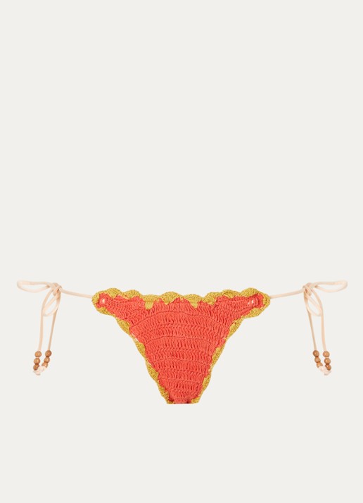 It's Now Cool Tanga bikinislip van crochet - voorkant 4 koraalroze