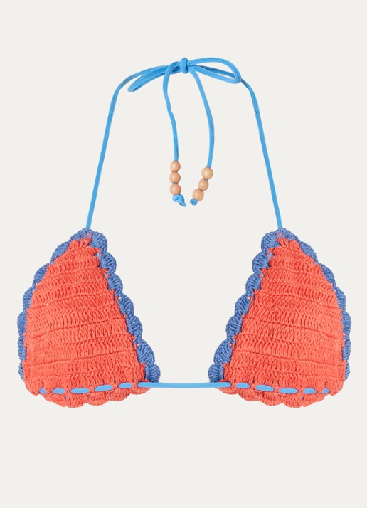 It's Now Cool Triangel bikinitop van crochet - voorkant 2 kersenrood