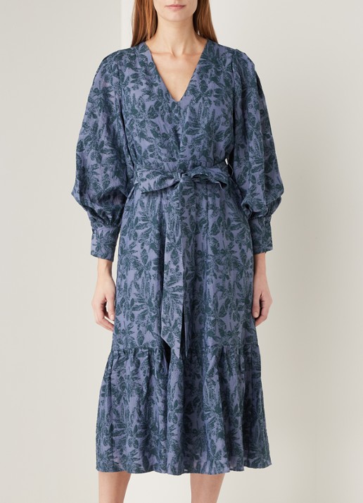 Ivy & Oak Midi jurk met pofmouw en volant - detail 4 paars