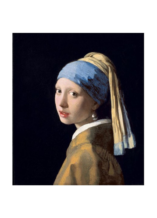 IXXI Girl with a pearl earring wanddecoratie - voorkant 3 blauw
