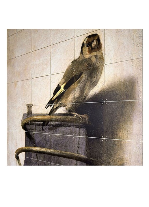 IXXI The Goldfinch wanddecoratie 120 x 80 cm - detail donkerbeige