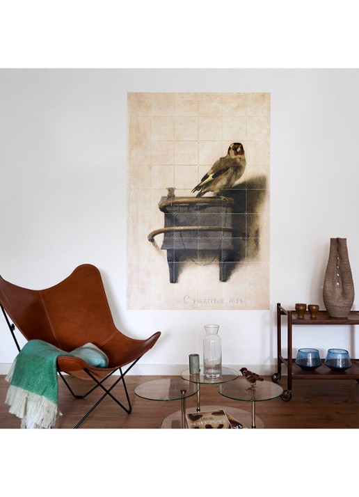 IXXI The Goldfinch wanddecoratie 120 x 80 cm - detail 2 donkerbeige